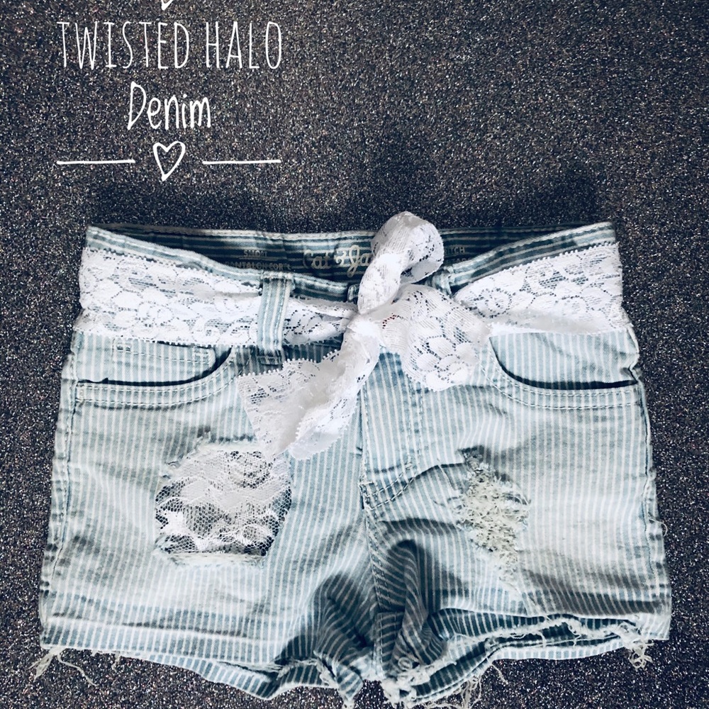 Custom little distressed shorts